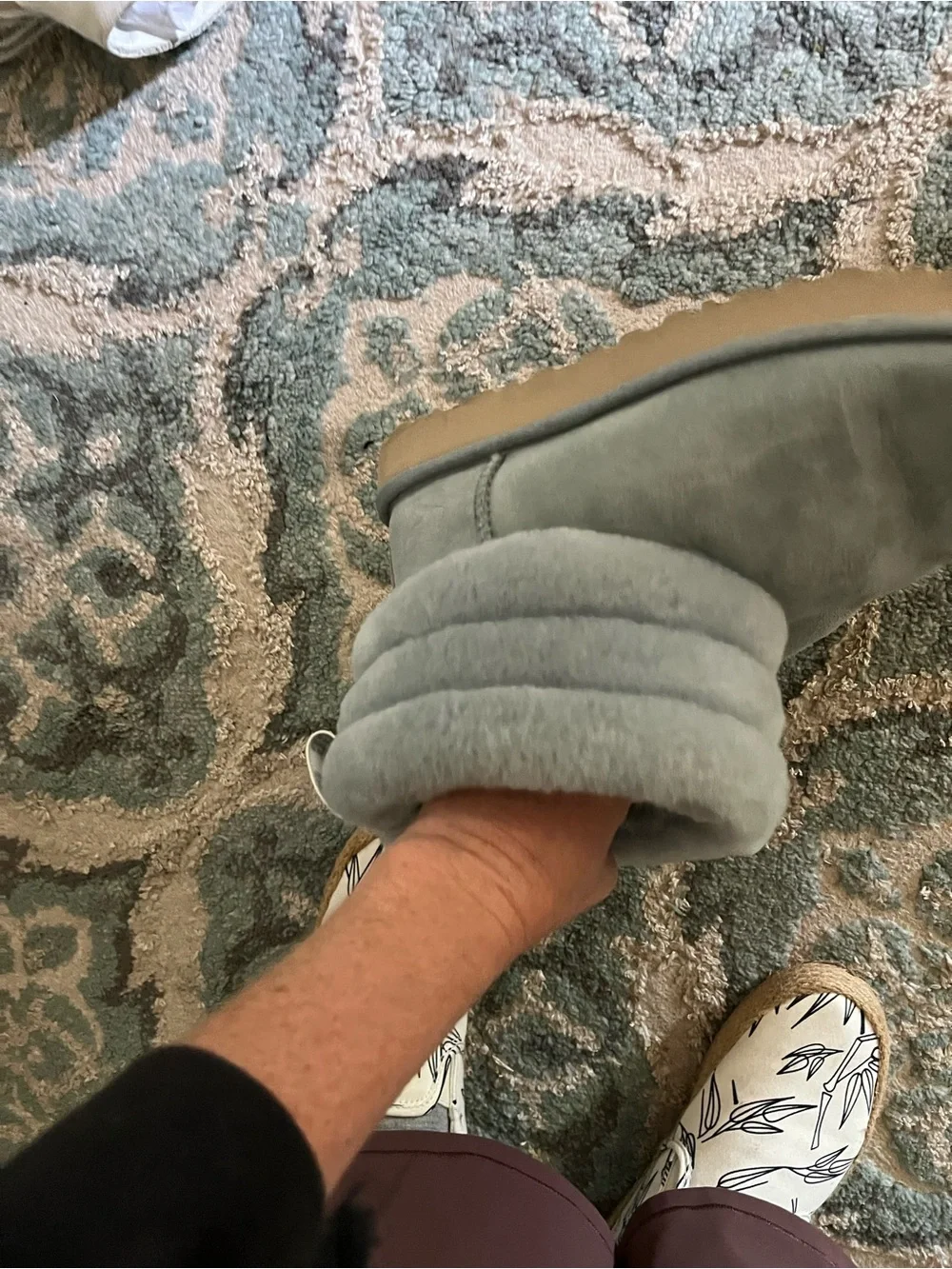 UGG Light Gray Short Shearling Boots